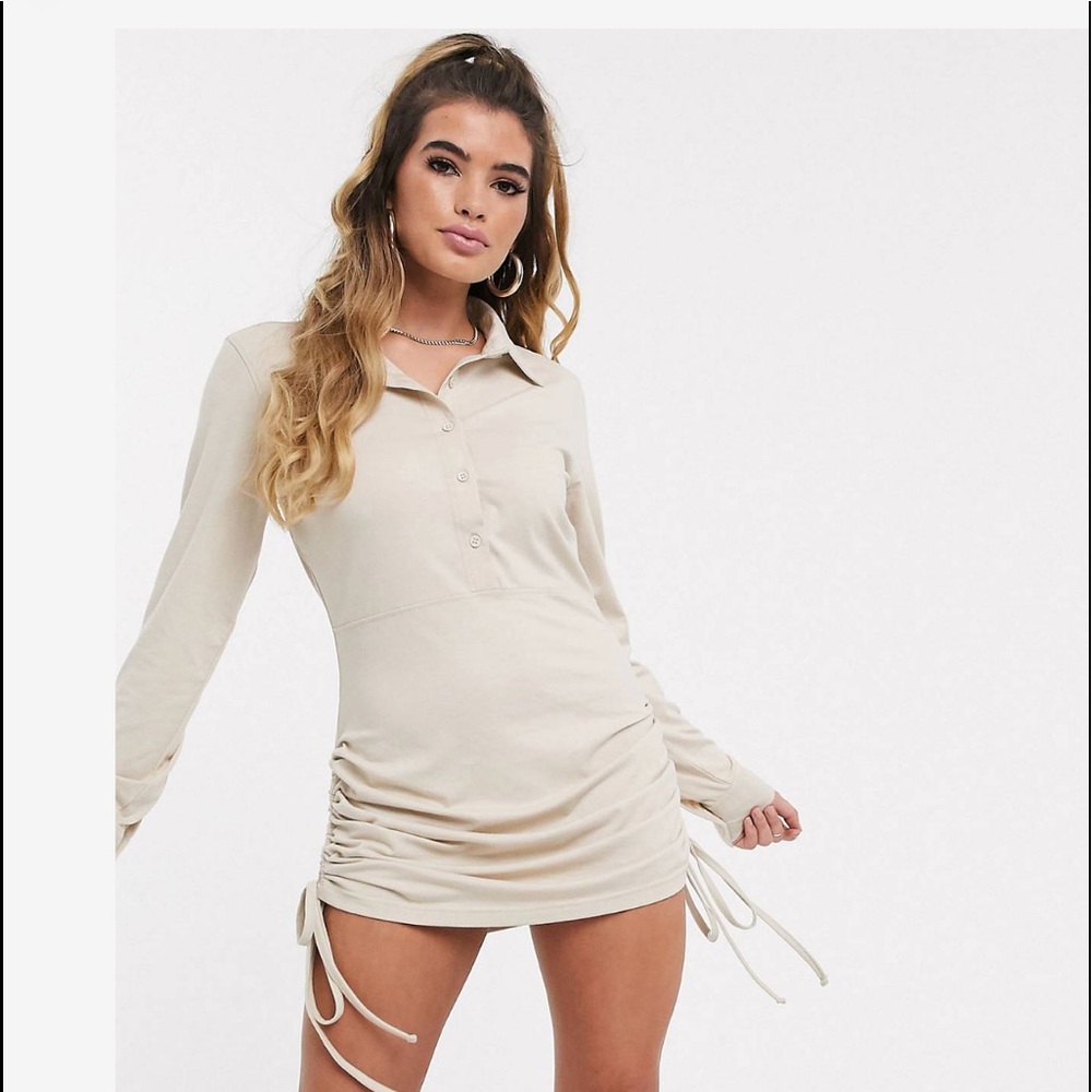 MISSGUIDED Ruched side Shirt Dress